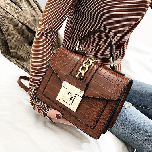 Luxury fashion designer alligator leather purses and handbags ladies hand bag womens shoulder for women-meg BEST buys