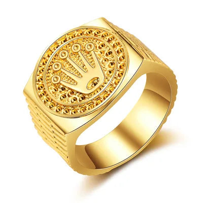 Hot Sale Vintage Hip Hop rock Crown Ring Men And Women Gold-plated Crown Rings Engagement Wedding Party Jewelry With Drill-meg BEST buys