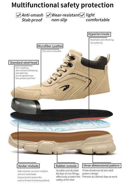 Leather sport light weight women fashionable Plush industrial price high cut work steel toe men brand boots safety shoes-meg BEST buys