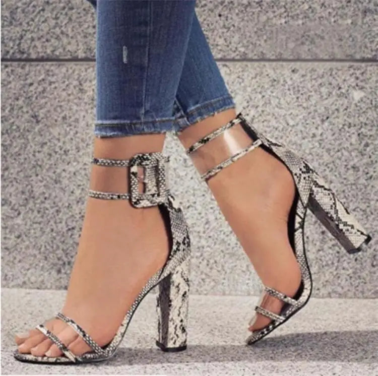 Women Elegant Design Open Toe Sandal Hollow Out Chunky High Heels Shoes Elegant-meg BEST buys