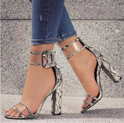 Women Elegant Design Open Toe Sandal Hollow Out Chunky High Heels Shoes Elegant-meg BEST buys