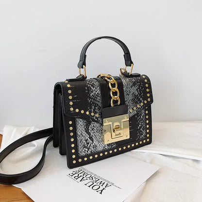 Wholesale fashion designer lock snakeskin pu leather ladies hand bag shoulder crossbody women custom purses and handbags-meg BEST buys