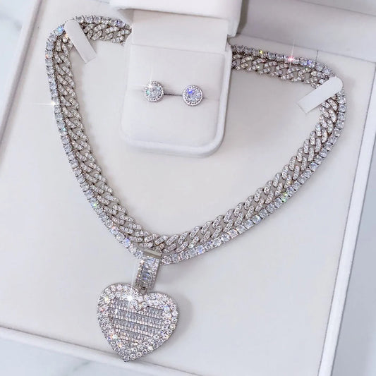 Custom Made Photo Heart Medallions Necklace hip hop iced out bling 5A tennis chain Photo Frame pendant-meg BEST buys