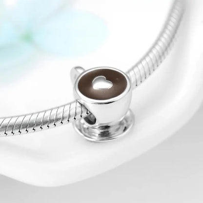 Real 925 Sterling Silver Bright red CZ wine cup fine Beads Fit Charms Bracelets Jewelry making fashion Woman charm custom logo-meg BEST buys