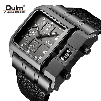 Oulm 3364 Men Luxury Quartz Watches Relojes Montre Homme Rectangle New Style Fashion Leather Band Sport Wrist Watch For Japan-meg BEST buys