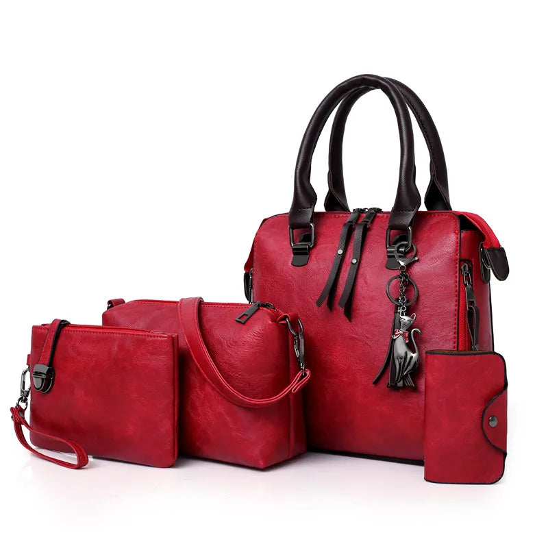 Hot Selling Luxury Women Bag Handbags PU Leather Handbag Lady 4 Pieces One Set Shoulder Bags Designer Tote Bag-meg BEST buys
