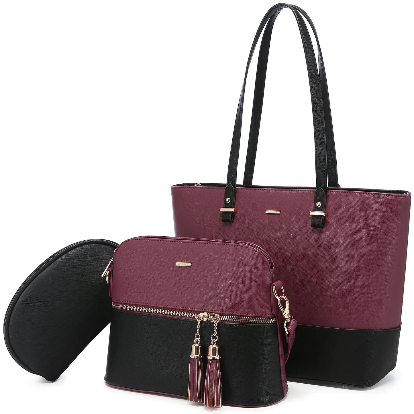 LOVEVOOK 2023 Designer PU Leather Ladies Shoulder Hand bag 3 pcs Luxury Purse and Handbags Set Large Cute Women Tote Bags-meg BEST buys