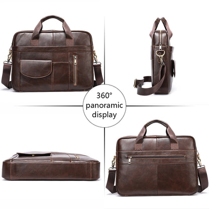 OEM ODM Custom 1116 men oil leather briefcase laptop bags famous brand genuine leather men's handbag briefcase-meg BEST buys