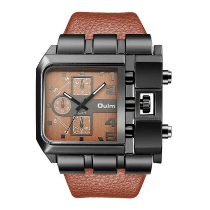 Oulm 3364 Men Luxury Quartz Watches Relojes Montre Homme Rectangle New Style Fashion Leather Band Sport Wrist Watch For Japan-meg BEST buys