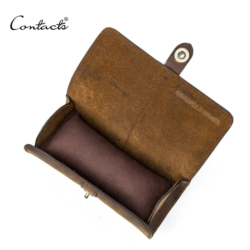 Wholesale CONTACT'S travel watch pouch genuine leather quality round 3 slots travel watch holder watch display cases roll pouch-meg BEST buys