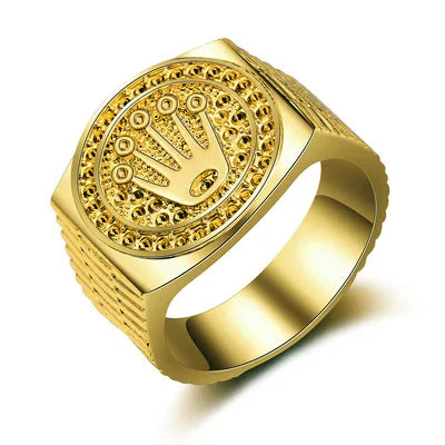 Hot Sale Vintage Hip Hop rock Crown Ring Men And Women Gold-plated Crown Rings Engagement Wedding Party Jewelry With Drill-meg BEST buys