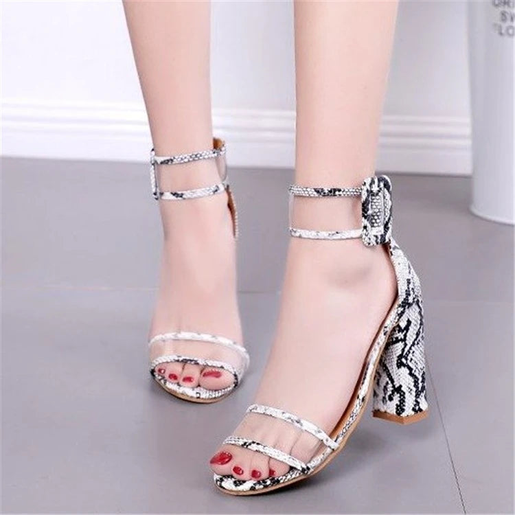 Women Elegant Design Open Toe Sandal Hollow Out Chunky High Heels Shoes Elegant-meg BEST buys