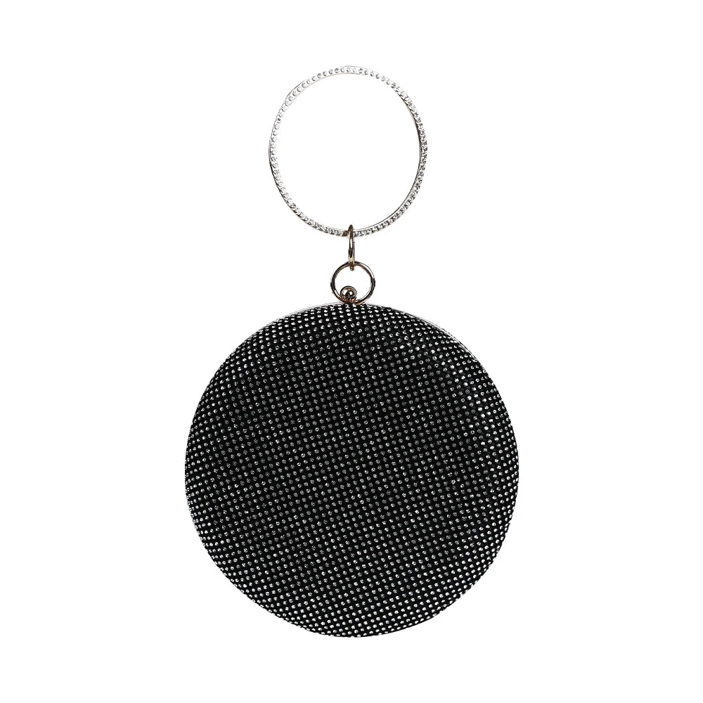 Wholesale Handmade Pretty crystal Evening Bag Round Shape Clutch With Round Metal Handle For Wedding Banquet Party-meg BEST buys