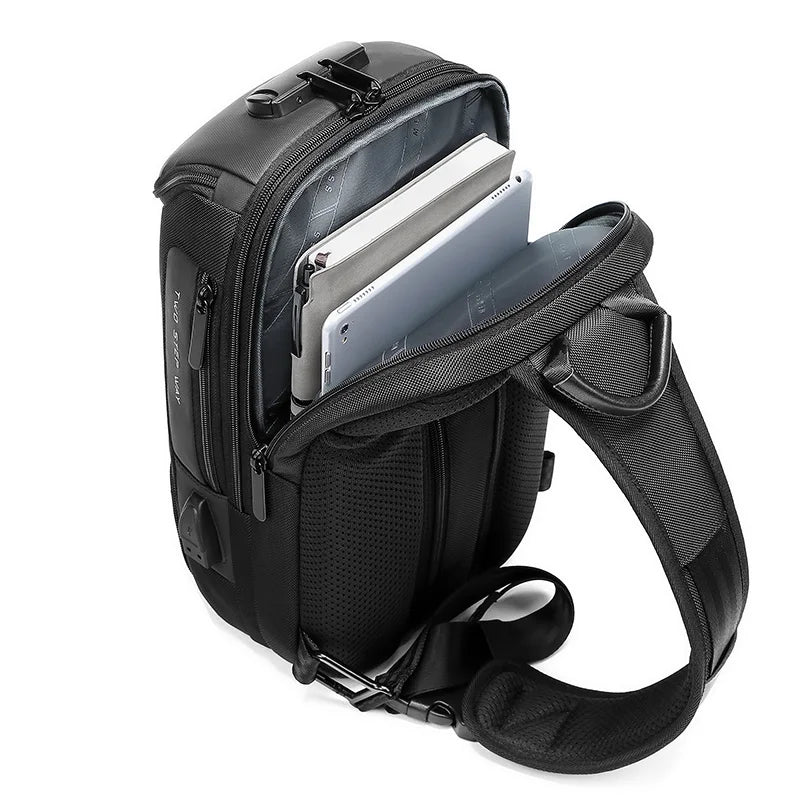 Factory new design usb men fashion travel waterproof portable men shoulder crossbody sling bag-meg BEST buys