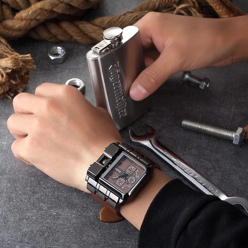 Oulm 3364 Men Luxury Quartz Watches Relojes Montre Homme Rectangle New Style Fashion Leather Band Sport Wrist Watch For Japan-meg BEST buys