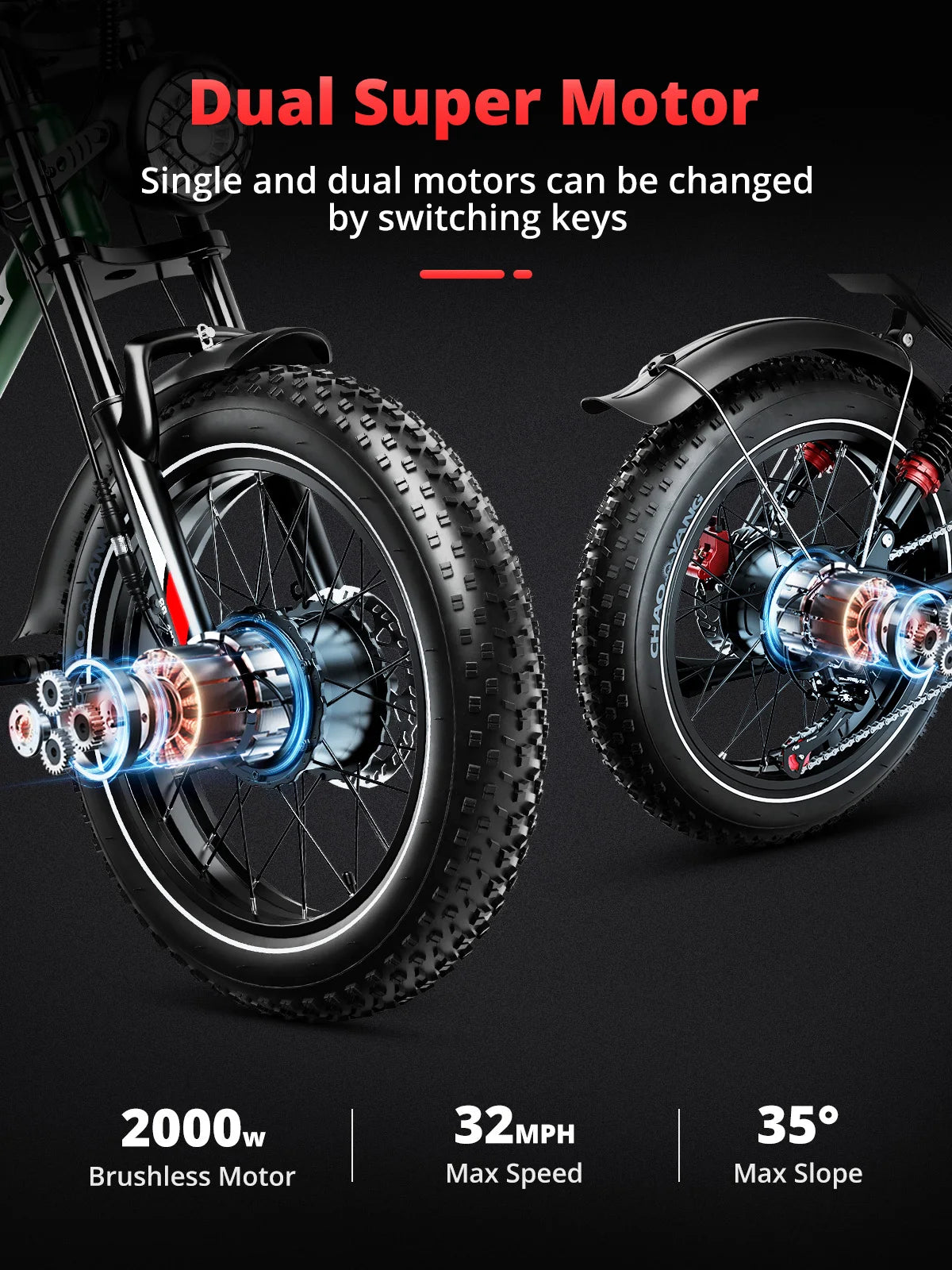 US Warehouse 2000W New High Speed 20inch Hydraulic brake Adults Electric Bike With 25AH Dual Motor Electric Motorcycle Bicycle-meg BEST buys