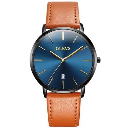 Cheap OLEVS 5869 Men Sport Quartz Watch MinimalistWatches Week And Date Chronograph Watch Fashion Leather Strap Watch For Boy-meg BEST buys