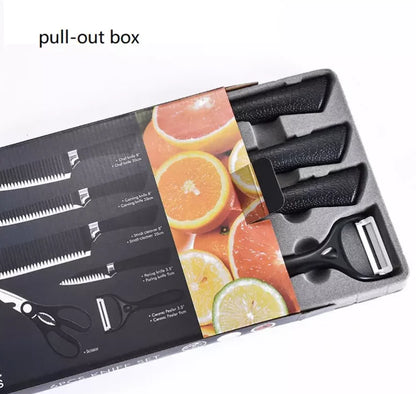 In Stock 6 Pieces Scissor Vegetable Fruit Peeler Sharp Stainless Steel Kitchen Knives Set Non-stick Coating Knife Set With Gift-meg BEST buys