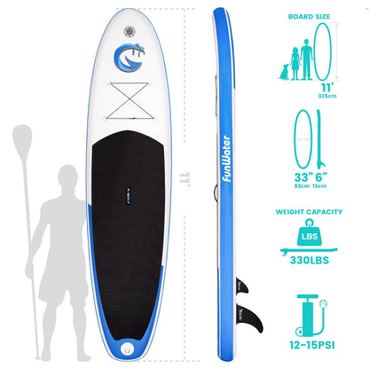 FUNWATER Dropshipping OEM 11' blue paddle surf inflatable stand up paddle pvc board wakeboard surfboard isup sup board surf sub-meg BEST buys