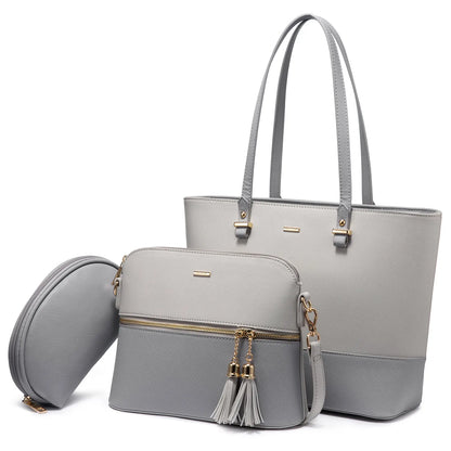 LOVEVOOK 2023 Designer PU Leather Ladies Shoulder Hand bag 3 pcs Luxury Purse and Handbags Set Large Cute Women Tote Bags-meg BEST buys