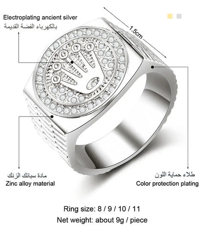 Hot Sale Vintage Hip Hop rock Crown Ring Men And Women Gold-plated Crown Rings Engagement Wedding Party Jewelry With Drill-meg BEST buys