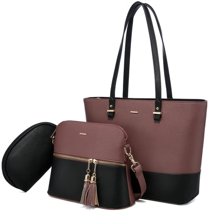 LOVEVOOK 2023 Designer PU Leather Ladies Shoulder Hand bag 3 pcs Luxury Purse and Handbags Set Large Cute Women Tote Bags-meg BEST buys