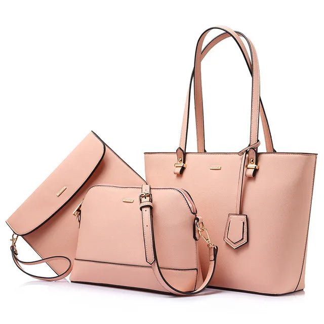 LOVEVOOK 2023 Designer PU Leather Ladies Shoulder Hand bag 3 pcs Luxury Purse and Handbags Set Large Cute Women Tote Bags-meg BEST buys