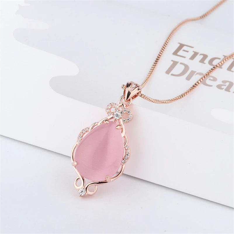 14K Gold Filled Jade Necklaces Pink Ross Quartz Pendant Jewelry Women Bizuteria Bijoux Chalcedony Naszyjnik Chain Pendant-meg BEST buys