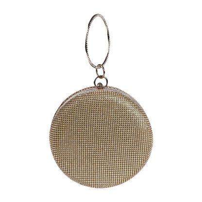 Wholesale Handmade Pretty crystal Evening Bag Round Shape Clutch With Round Metal Handle For Wedding Banquet Party-meg BEST buys