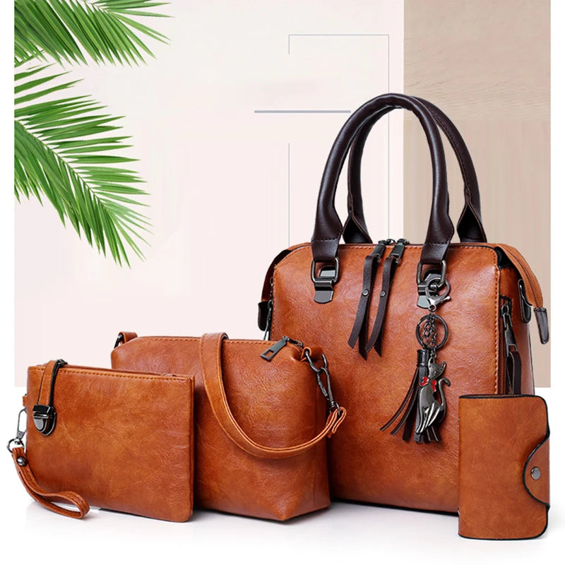 Hot Selling Luxury Women Bag Handbags PU Leather Handbag Lady 4 Pieces One Set Shoulder Bags Designer Tote Bag-meg BEST buys