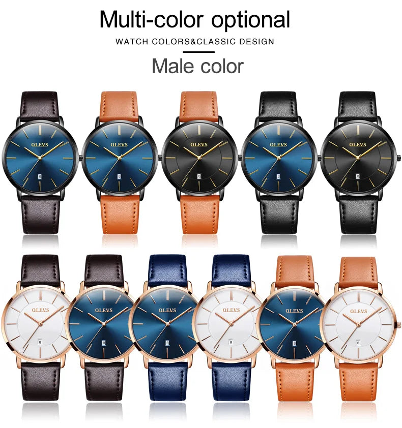 Cheap OLEVS 5869 Men Sport Quartz Watch MinimalistWatches Week And Date Chronograph Watch Fashion Leather Strap Watch For Boy-meg BEST buys