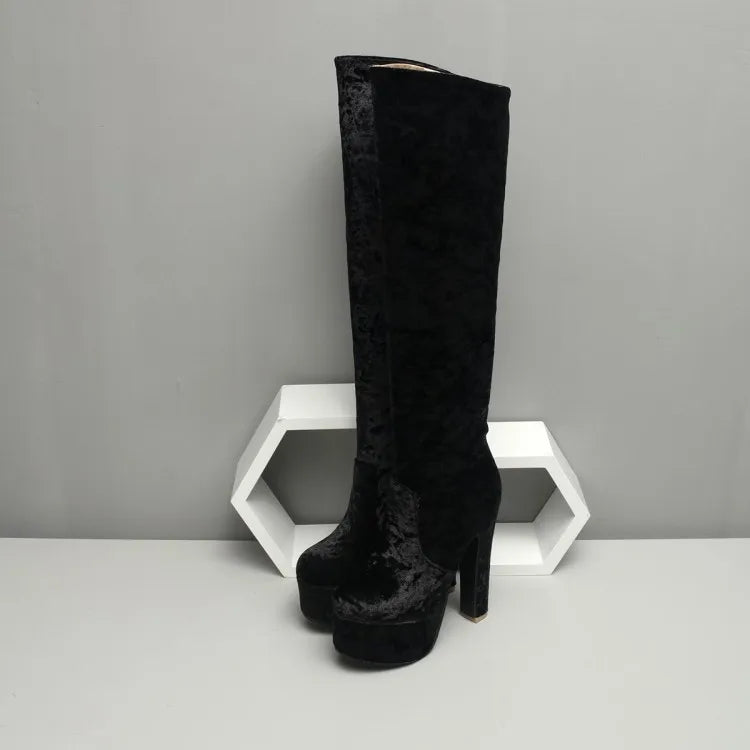 2021 New Trend Plus Size Quality Warm Premium Golden Velvet Knee High Women Boots-meg BEST buys
