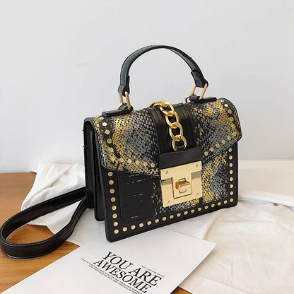 Wholesale fashion designer lock snakeskin pu leather ladies hand bag shoulder crossbody women custom purses and handbags-meg BEST buys