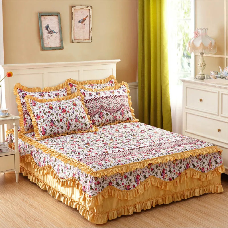 American style floral plant organic 3d printed flower waterproof cotton bed cover-meg BEST buys