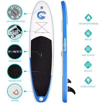 FUNWATER Dropshipping OEM 11' blue paddle surf inflatable stand up paddle pvc board wakeboard surfboard isup sup board surf sub-meg BEST buys