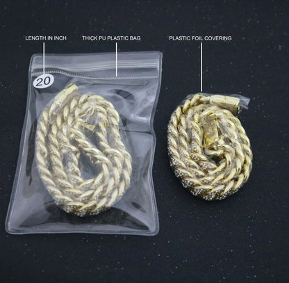 European High Quality Men's Cuban Link Chain Hip Hop Iced Out Crystal Cuban Necklace Link Chain And Bracelet Set for Men-meg BEST buys