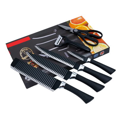 In Stock 6 Pieces Scissor Vegetable Fruit Peeler Sharp Stainless Steel Kitchen Knives Set Non-stick Coating Knife Set With Gift-meg BEST buys