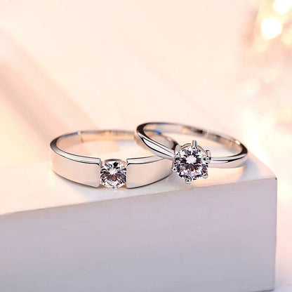 S925 pure silver Love Wedding Couple Open Adjustable Rings sets Party Engagement Charm Jewelry Women Men 2021 Hot Free shipping-meg BEST buys