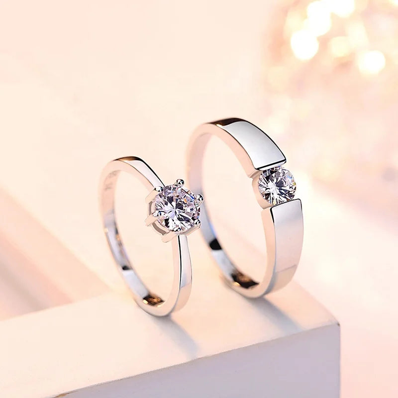 S925 pure silver Love Wedding Couple Open Adjustable Rings sets Party Engagement Charm Jewelry Women Men 2021 Hot Free shipping-meg BEST buys
