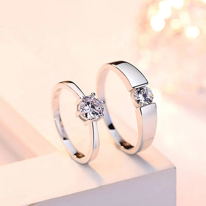 S925 pure silver Love Wedding Couple Open Adjustable Rings sets Party Engagement Charm Jewelry Women Men 2021 Hot Free shipping-meg BEST buys