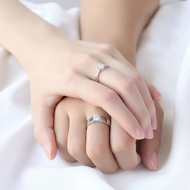S925 pure silver Love Wedding Couple Open Adjustable Rings sets Party Engagement Charm Jewelry Women Men 2021 Hot Free shipping-meg BEST buys