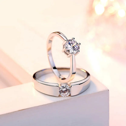 S925 pure silver Love Wedding Couple Open Adjustable Rings sets Party Engagement Charm Jewelry Women Men 2021 Hot Free shipping-meg BEST buys