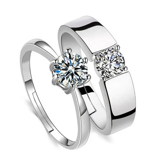 S925 pure silver Love Wedding Couple Open Adjustable Rings sets Party Engagement Charm Jewelry Women Men 2021 Hot Free shipping-meg BEST buys
