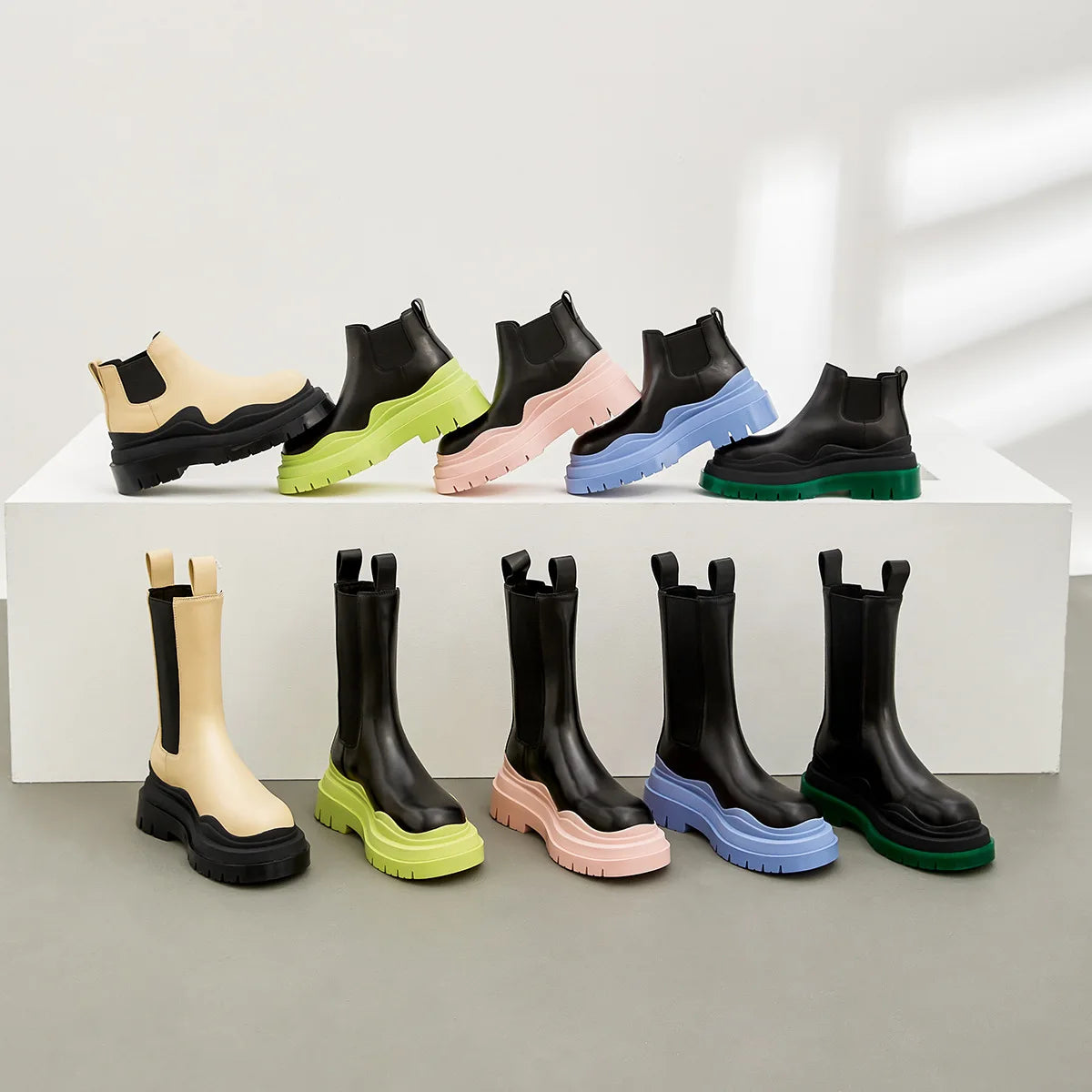 Fashion Solid 2021 Thick Soled Waterproof Leather Chelsea Boots Woman Chelsea Boot-meg BEST buys