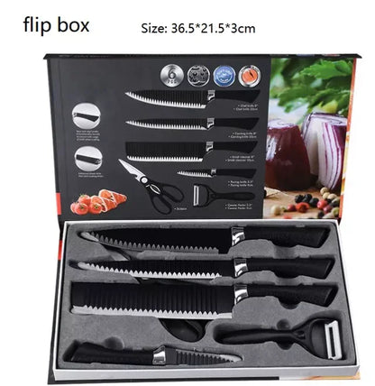 In Stock 6 Pieces Scissor Vegetable Fruit Peeler Sharp Stainless Steel Kitchen Knives Set Non-stick Coating Knife Set With Gift-meg BEST buys