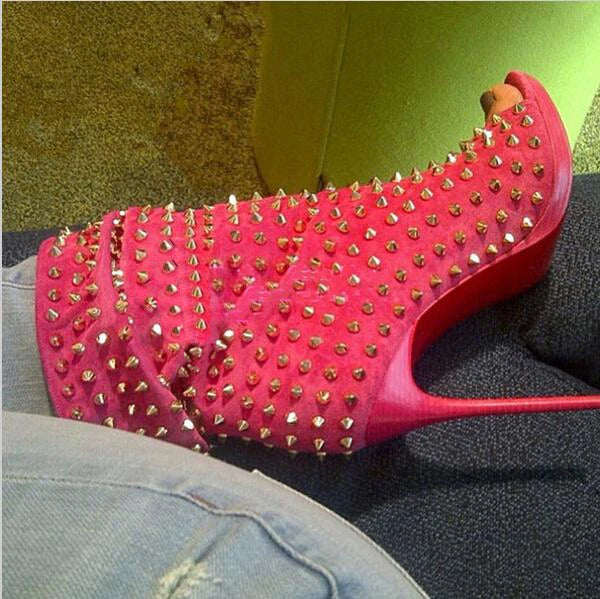 2022 Hot Selling Custom Large Size Rivet Ankle Women Boots Heels Sexy for Ladies Spike High Heels Shoes-meg BEST buys