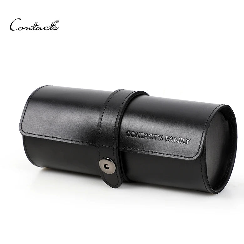 Wholesale CONTACT'S travel watch pouch genuine leather quality round 3 slots travel watch holder watch display cases roll pouch-meg BEST buys