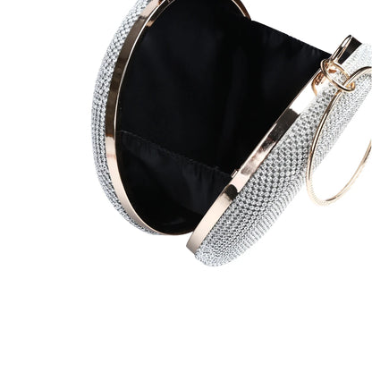 Wholesale Handmade Pretty crystal Evening Bag Round Shape Clutch With Round Metal Handle For Wedding Banquet Party-meg BEST buys
