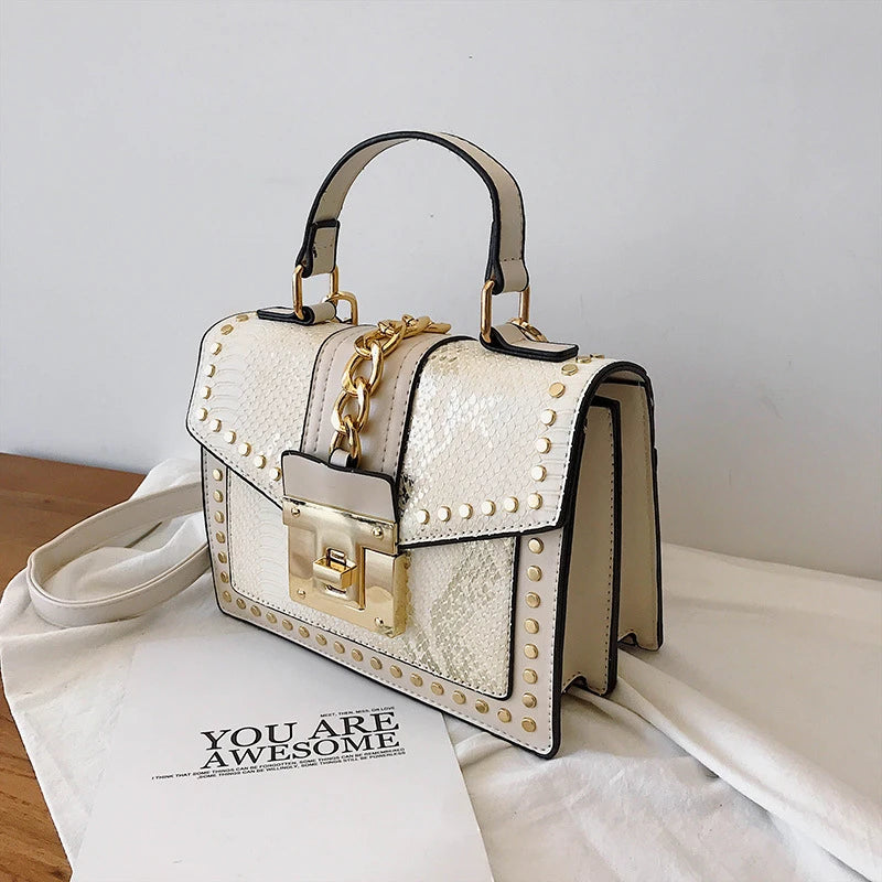 Wholesale fashion designer lock snakeskin pu leather ladies hand bag shoulder crossbody women custom purses and handbags-meg BEST buys