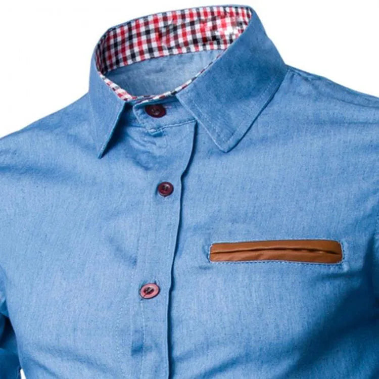 Fashion Men Denim Jeans Shirt Casual Autumn Long Sleeve Slim Fit Cotton Tops Shirts For Men Daily Men Top-meg BEST buys
